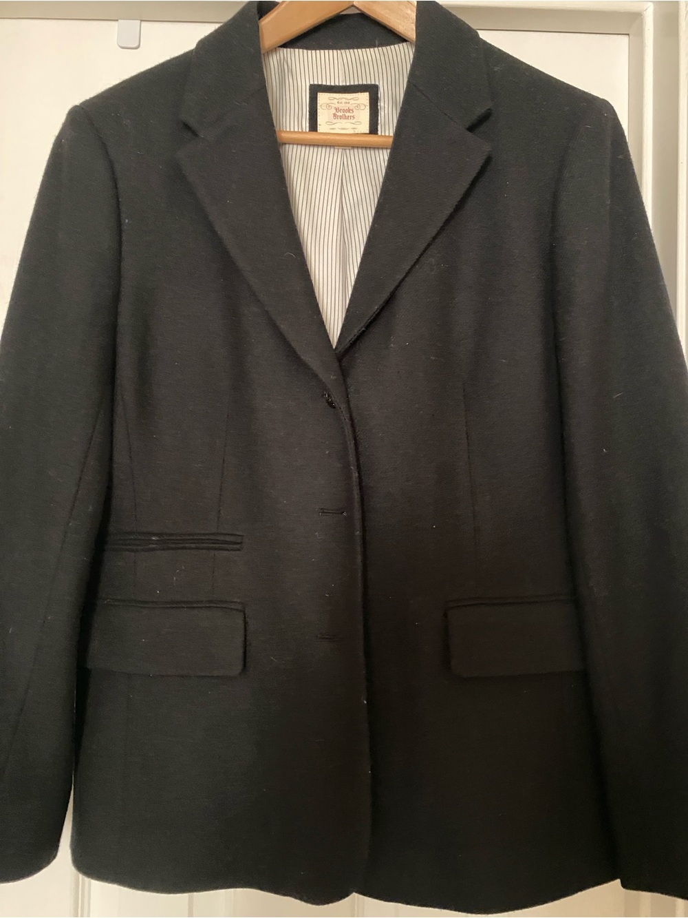 Vintage Brooks Brothers Black Wool Blend Women's Blazer Jacket